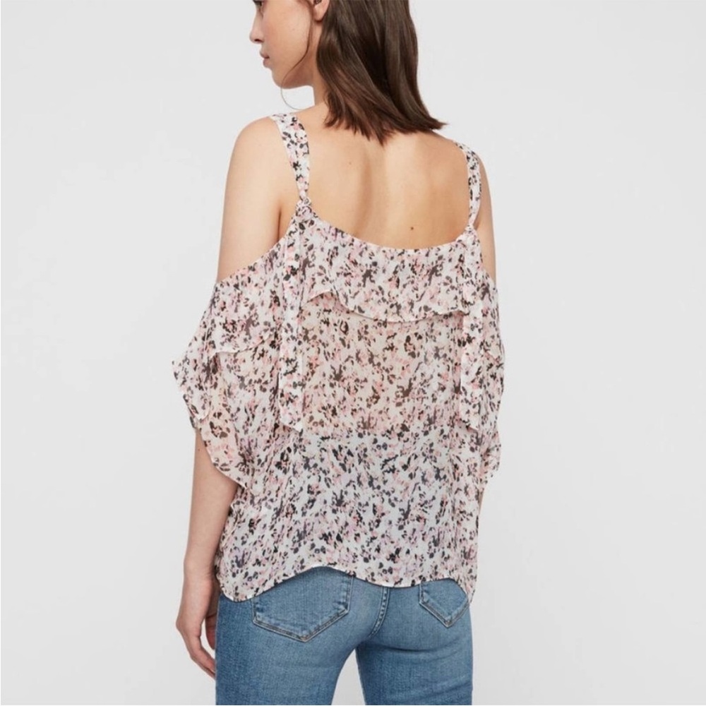 NWT All Saints Sheer Abstract Mio Freefall Top in Chalk White M - Picture 2 of 6